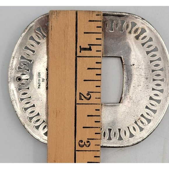Vintage Walter Doran Western Silver Slotted Buckle 3.5"X3" - Picture 7 of 7